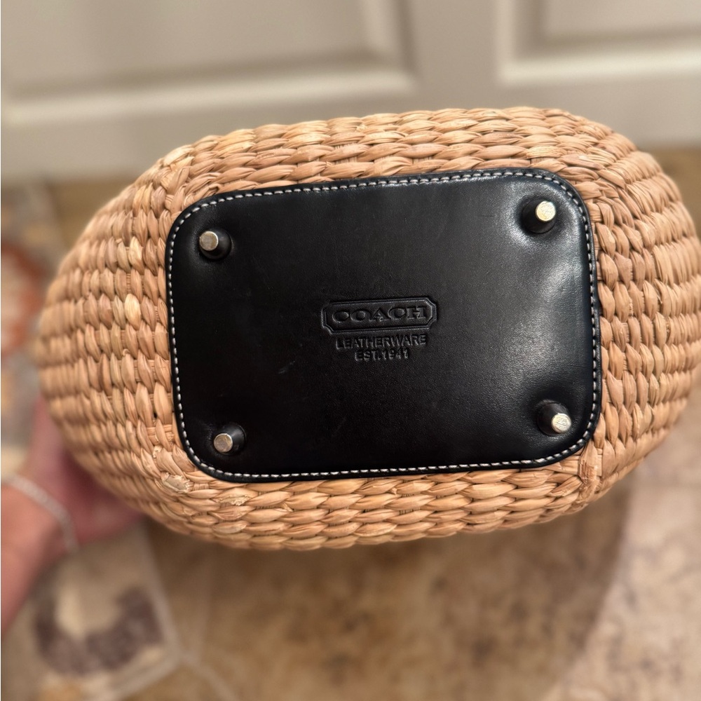 Coach Vintage Wicker Basket Purse with Black Leather Accents - Picture 7 of 9